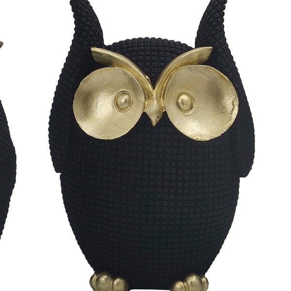 Resin Sitting Owl Accent Decor, See No Evil Owls, Set of 3, Black - BM272307