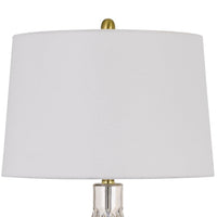 29 Inch Glass Table Lamp with Dimmer, Round, Clear and Brass - BM272318