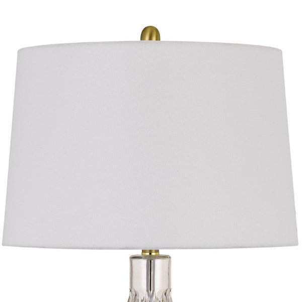29 Inch Glass Table Lamp with Dimmer, Round, Clear and Brass - BM272318