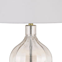 29 Inch Glass Table Lamp with Dimmer, Round, Clear and Brass - BM272318