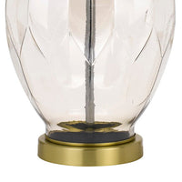 29 Inch Glass Table Lamp with Dimmer, Round, Clear and Brass - BM272318