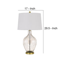 29 Inch Glass Table Lamp with Dimmer, Round, Clear and Brass - BM272318