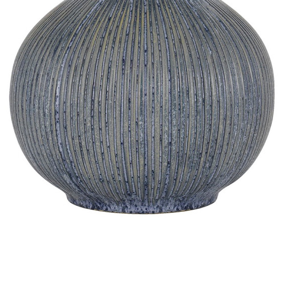 25 Inch Onion Table Lamp with Ribbed Texture and Dimmer, Distressed Stone - BM272342