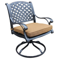 27 Inch Swivel Outdoor Patio Dining Chair, Set of 2, Brown - BM272424