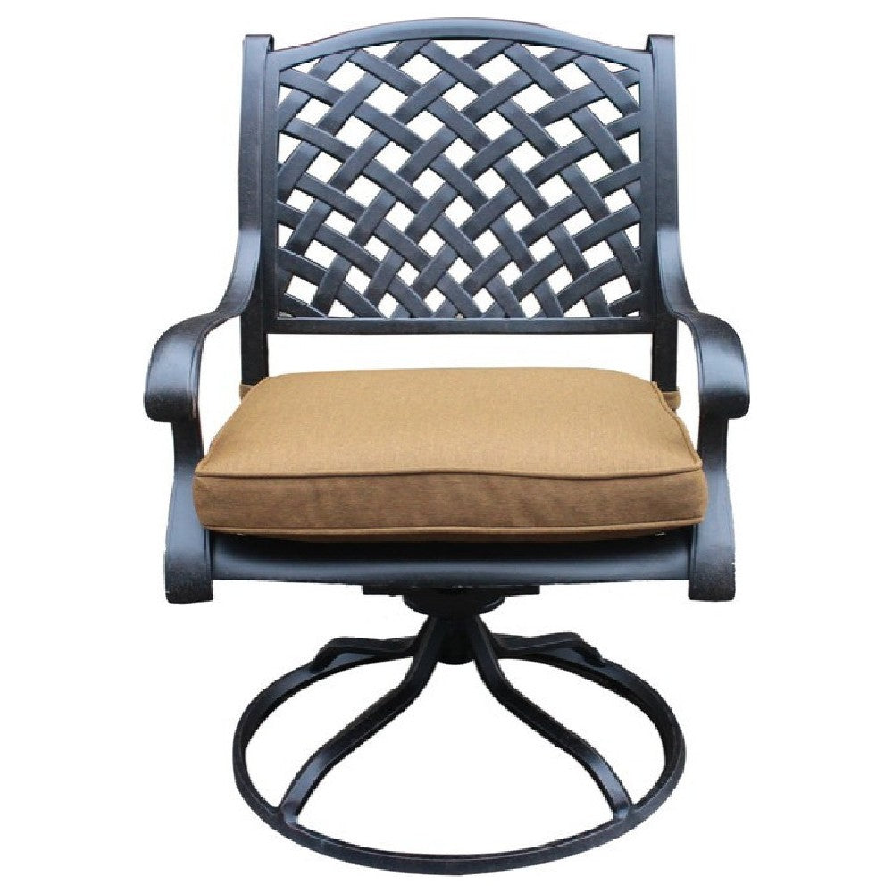 27 Inch Swivel Outdoor Patio Dining Chair, Set of 2, Brown - BM272424