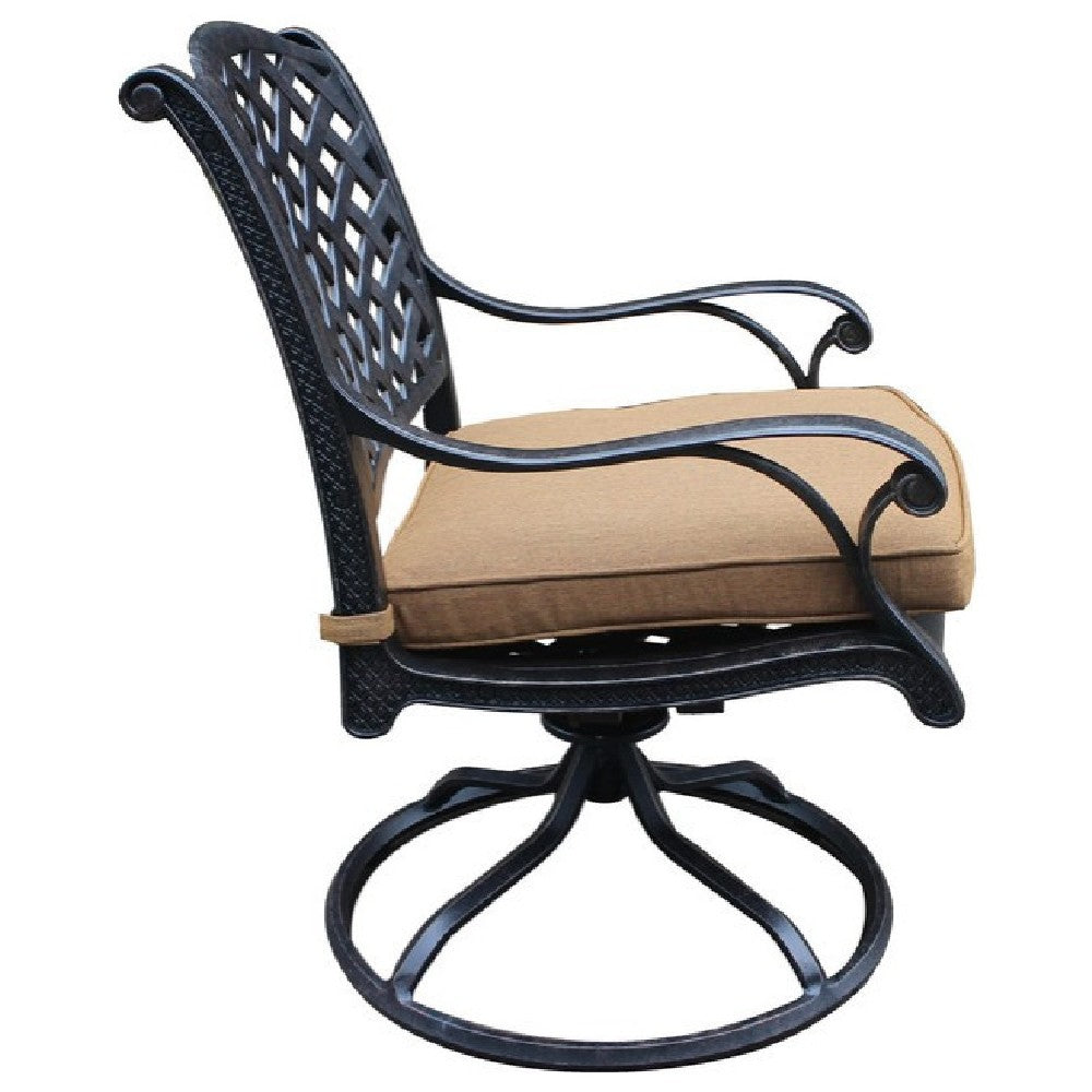 27 Inch Swivel Outdoor Patio Dining Chair, Set of 2, Brown - BM272424