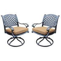 27 Inch Swivel Outdoor Patio Dining Chair, Set of 2, Brown - BM272424