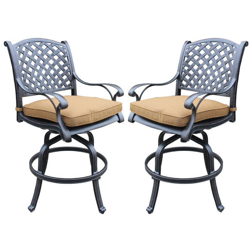 49 Inch Swivel Outdoor Patio Bar Stool, Set of 2, Brown - BM272425