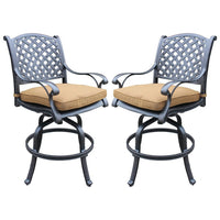 49 Inch Swivel Outdoor Patio Bar Stool, Set of 2, Brown - BM272425