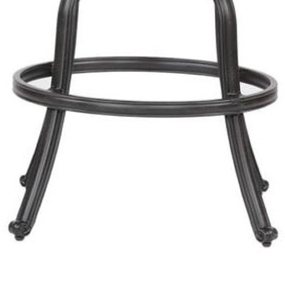 49 Inch Zoe Swivel Outdoor Bar Stool, Set of 2, Black and Brown - BM272439