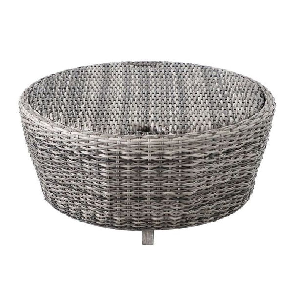 36 Inch Anders Round Outdoor Woven Wicker Coffee Table with Storage, Gray - BM272450