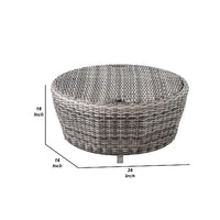 36 Inch Anders Round Outdoor Woven Wicker Coffee Table with Storage, Gray - BM272450