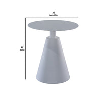 22 Inch Outdoor, Aluminum Side Table with Cone Shaped Base, White - BM272452