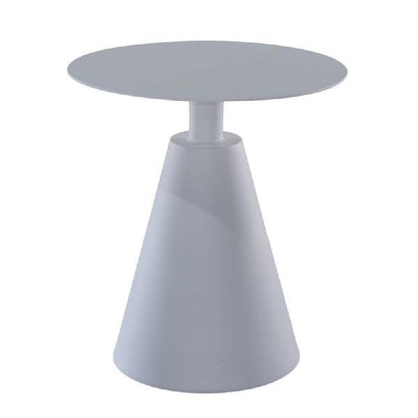 22 Inch Outdoor, Aluminum Side Table with Cone Shaped Base, White - BM272452