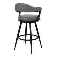 30 Inch Vintage Faux Leather Bar Stool, Metal Peg Legs, Gray - BM272494