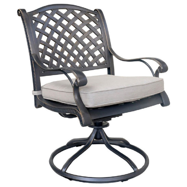27 Inch Swivel Outdoor Patio Dining Chair, Set of 2, Bronze - BM272513