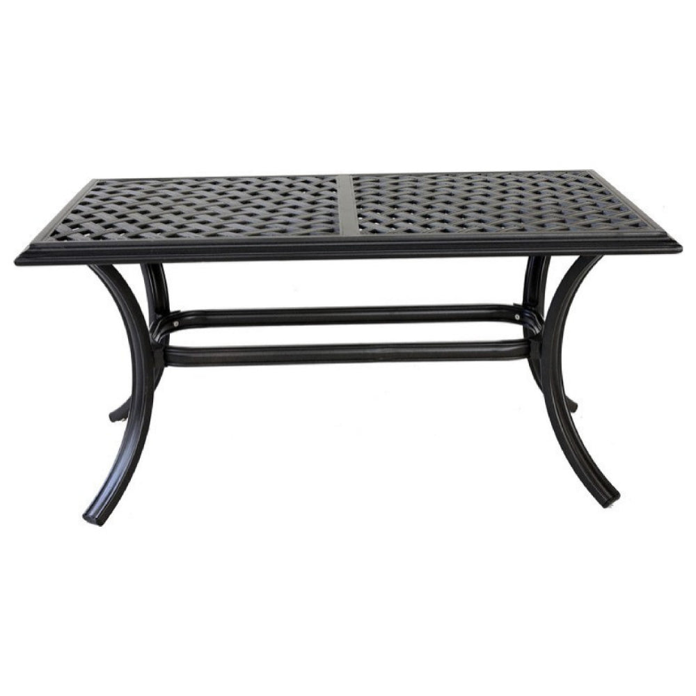 43 Inch Wynn Outdoor Metal Coffee Table, Pattern Top, Black - BM272517