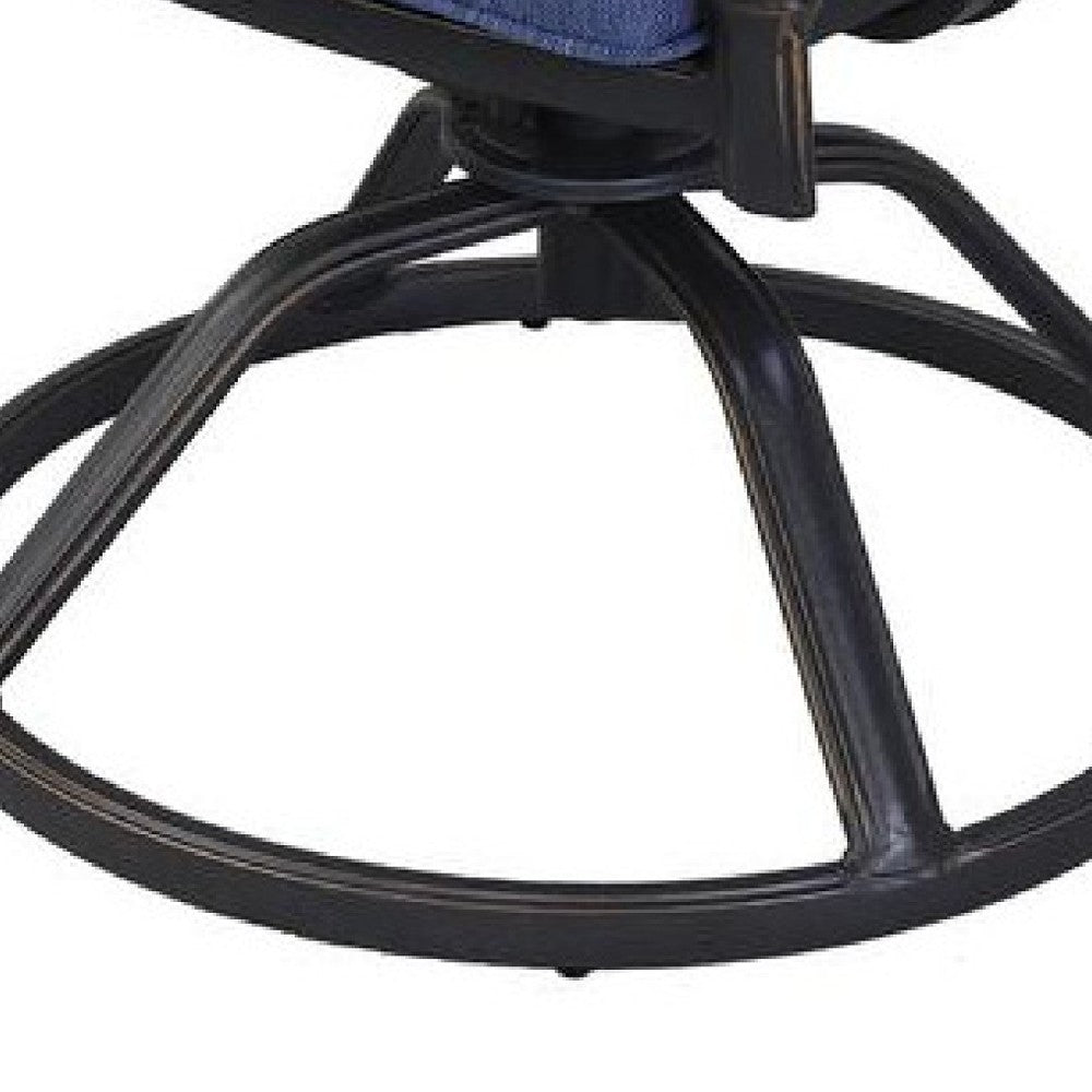 26 Inch Arbor Metal Patio Swivel Outdoor Dining Chair with Cushion, Set of 2, Blue - BM272941