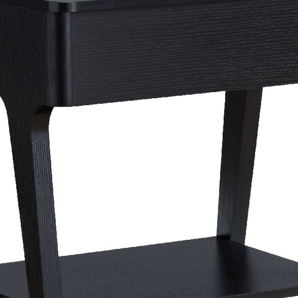 22 Inch Edward End Table with Lift Top and Bottom Shelf, Black - BM273002