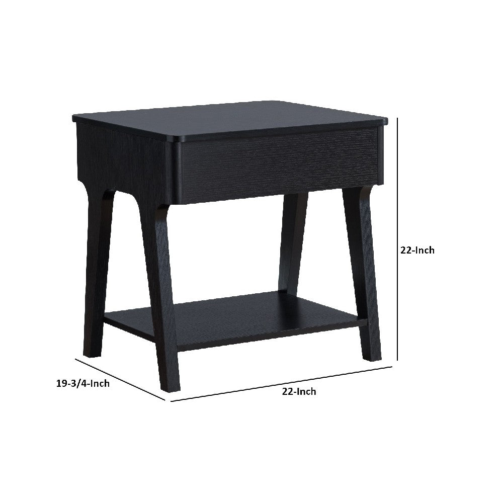 22 Inch Edward End Table with Lift Top and Bottom Shelf, Black - BM273002