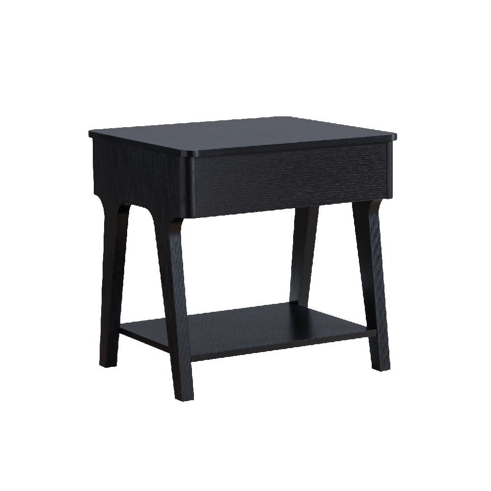 22 Inch Edward End Table with Lift Top and Bottom Shelf, Black - BM273002