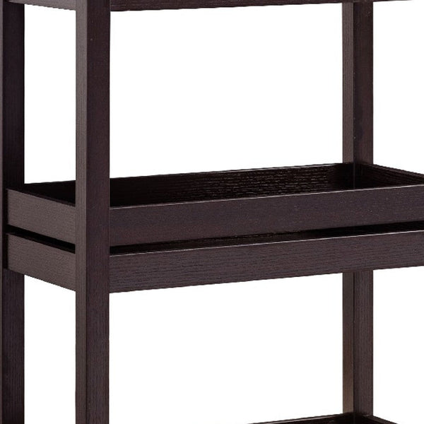 36 Inch Ethan 3 Tier Storage Cabinet with Raised Shelf Edges, Dark Brown - BM273015