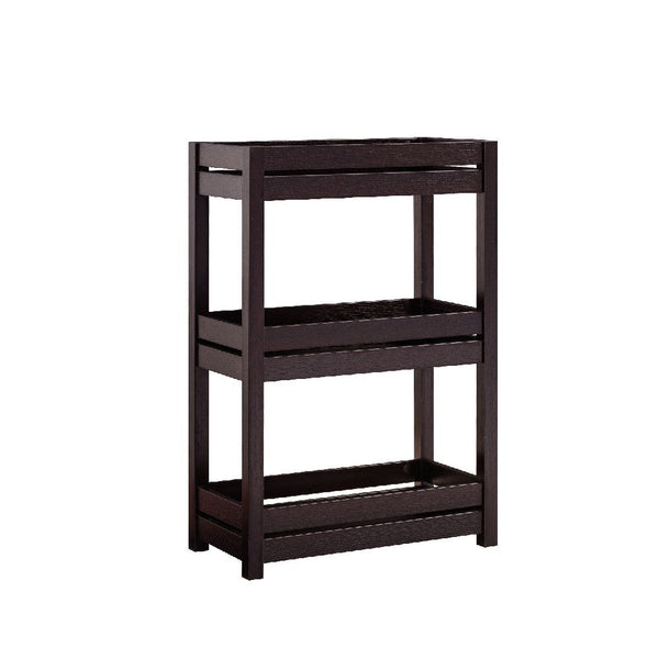 36 Inch Ethan 3 Tier Storage Cabinet with Raised Shelf Edges, Dark Brown - BM273015