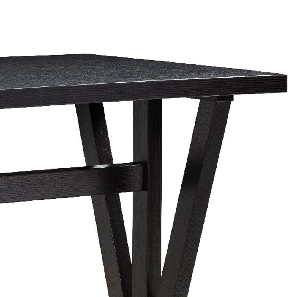 47 Inch Ethan Collection Wood Dining Table, V Shaped Legs, Trestle, Dark Brown - BM273022