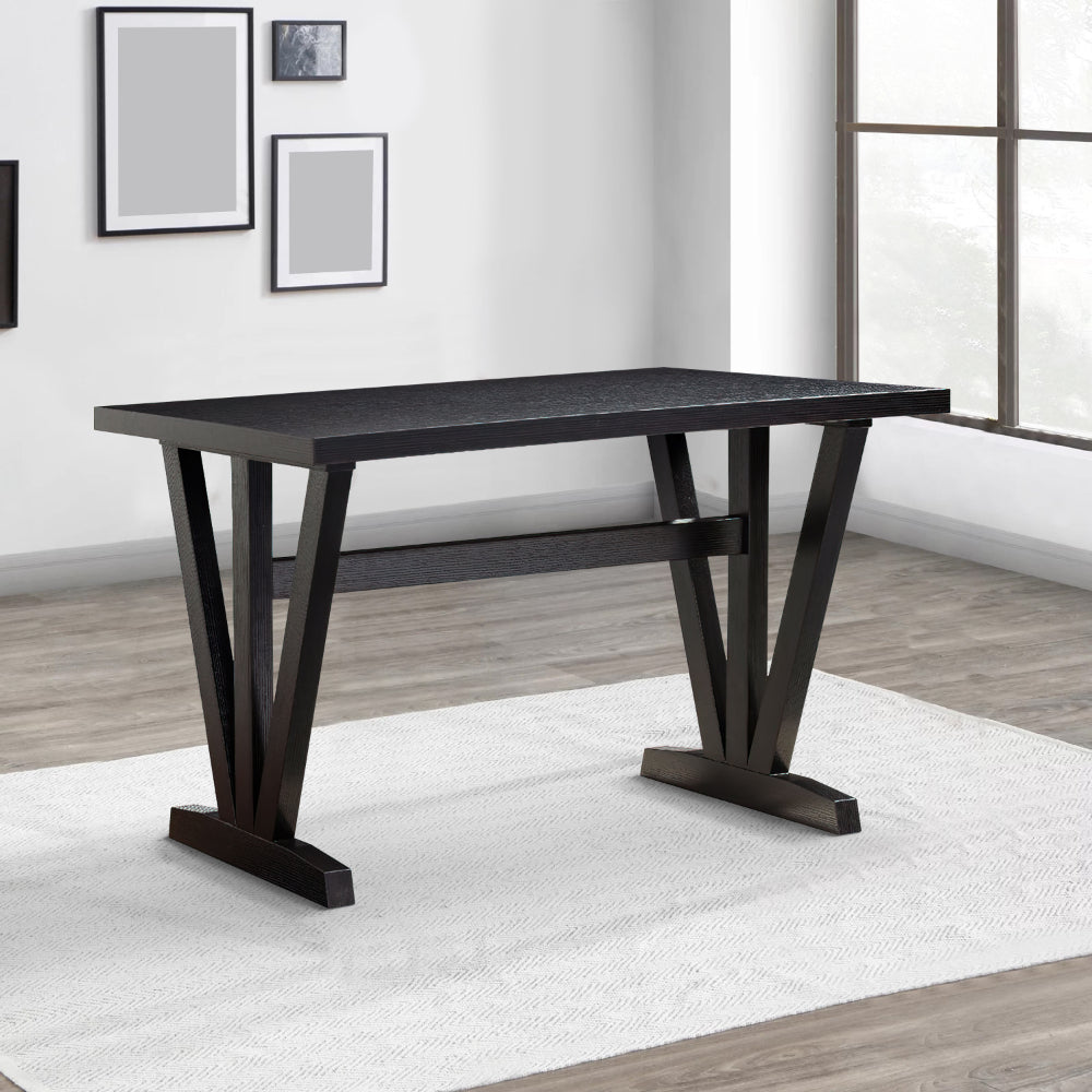 47 Inch Ethan Collection Wood Dining Table, V Shaped Legs, Trestle, Dark Brown - BM273022