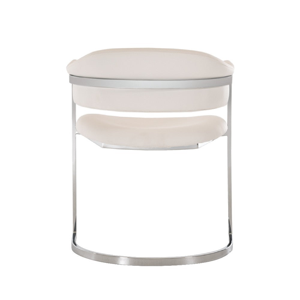 Ava Modern Dining Chair, Metal Cantilever Base, White Faux Leather, Chrome - BM273072