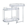16 Inch Curved 2 Tier Serving Bar Cart with Tempered Glass Shelves, Silver - BM273224