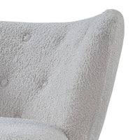 34 Inch Modern Tufted Wingback Accent Chair, Teddy Sherpa Fabric, White - BM273226