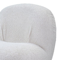 27 Inch Teddy Sherpa Fabric Curved Accent Chair, Swivel Function, White - BM273227
