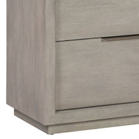 Jose 42 Inch Acacia Wood 2 Drawer Nightstand with Plinth Base, Light Gray - BM273362