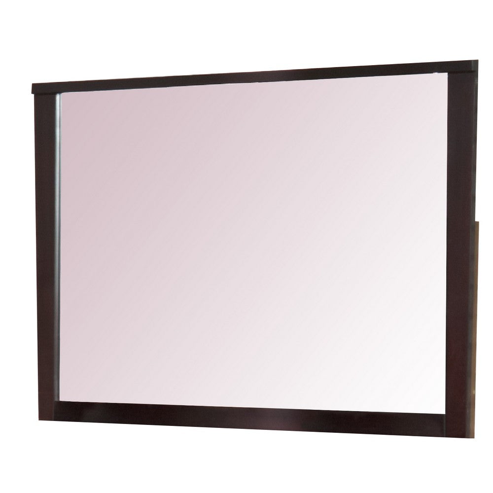 Fang 50 Inch Rectangular Dresser Mirror, Wood Frame, Dark Cherry Brown - BM273439