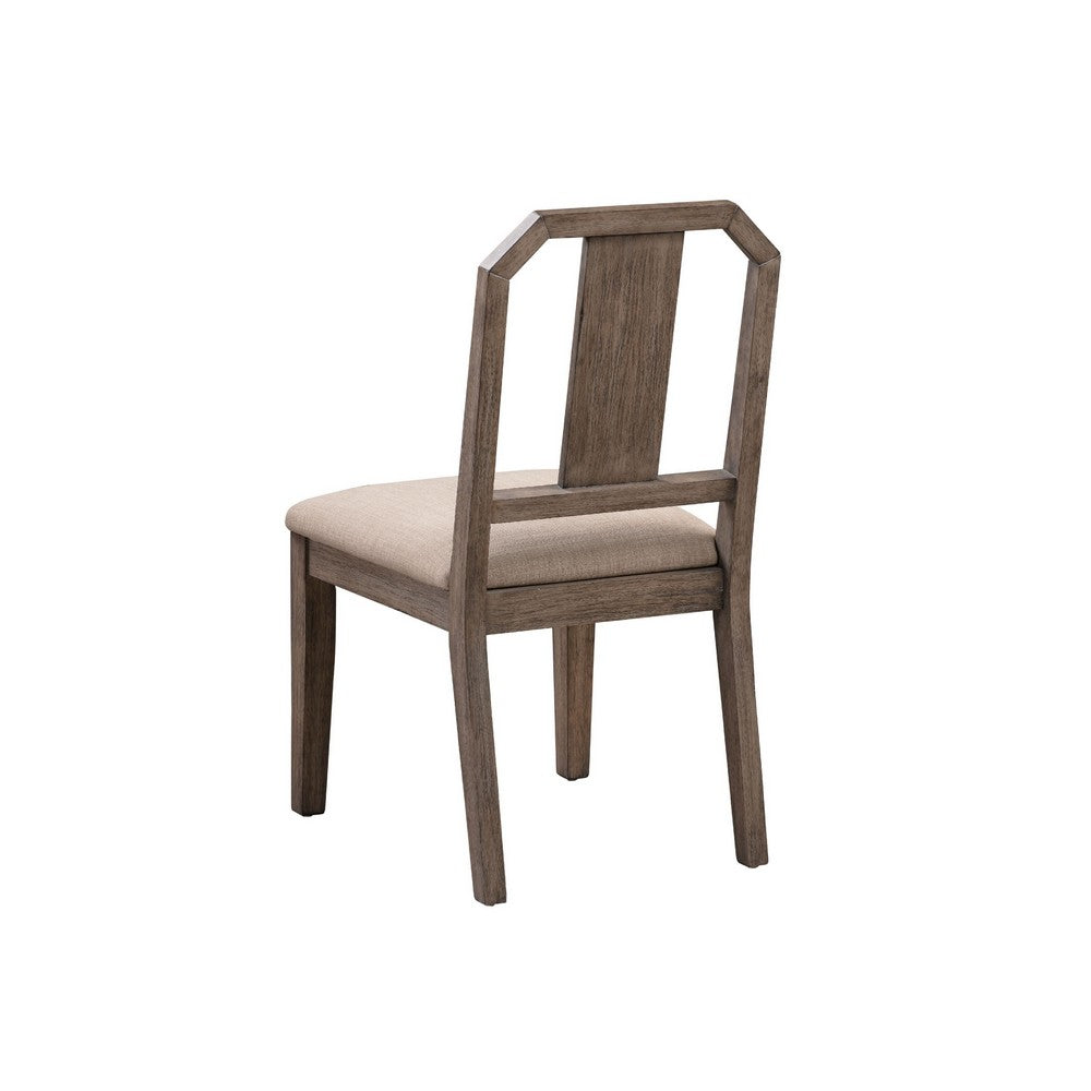 Yu 36 Inch Acacia Wood Dining Chair, Slat Back, Set of 2, Weathered Brown - BM273659