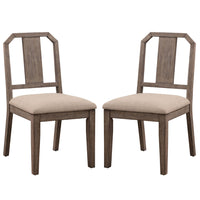 Yu 36 Inch Acacia Wood Dining Chair, Slat Back, Set of 2, Weathered Brown - BM273659