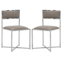 Eun 20 Inch Faux Leather Dining Chair, Chrome Base, Set of 2, Gray - BM273674