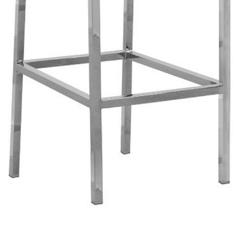 Eun 30 Inch Faux Leather Channel Barstool, Chrome Legs, Set of 2, Gray - BM273675