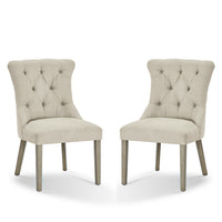 24 Inch Solid Wood Dining Chair, Curved Tufted Back, Set of 2, Gray - BM273916