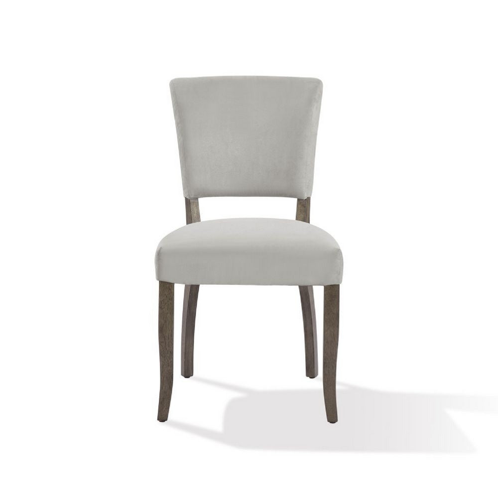 20 Inch Upholstered Solid Timber Flared Dining Chair, Set of 2, Light Gray - BM273918