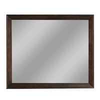 Steve 51 Inch Modern Rectangular Wall Mirror, Glossy Pine Wood Frame, Brown - BM274075