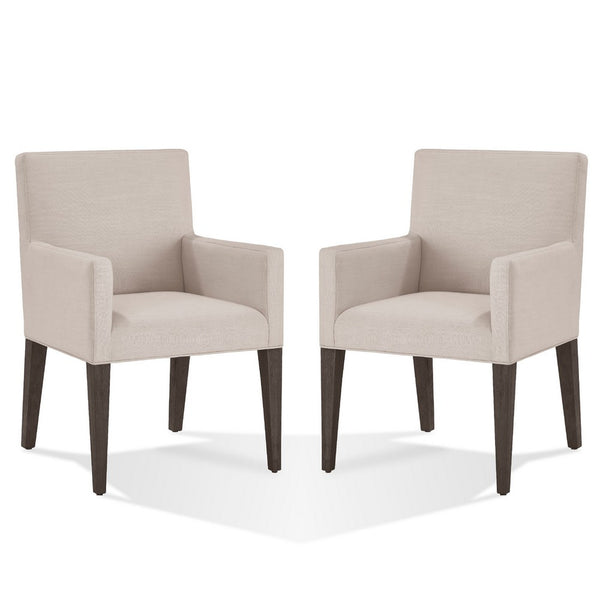 Mod 24 Inch Dining Armchair, Upholstered, Rubberwood, Set of 2, Light Gray - BM274139