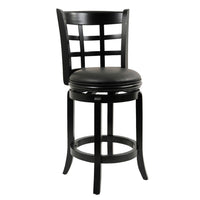 Sabi 24 inch Swivel Counter Stool, Solid Wood, Faux Leather, Brown, Black - BM274238