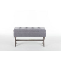 36 Inch Fabric Lift Top Storage Bench with Button Tufting, Gray - BM274259