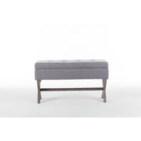 36 Inch Fabric Lift Top Storage Bench with Button Tufting, Gray - BM274259