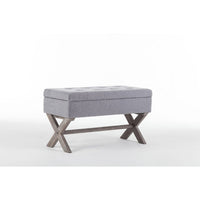 36 Inch Fabric Lift Top Storage Bench with Button Tufting, Gray - BM274259