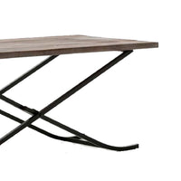 Aura 48 Inch Weathered Fir Wood Cocktail Coffee Table, Crossed Foldable Legs, Brown - BM274295