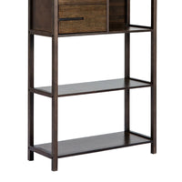 Axa 68 Inch Bamboo Shelf Bookcase with Cabinet, Right Facing, Dark Brown - BM274297