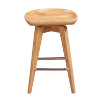 Esme 24 Inch Swivel Counter Stool with Contour Seat, Wood, Natural Brown - BM274308